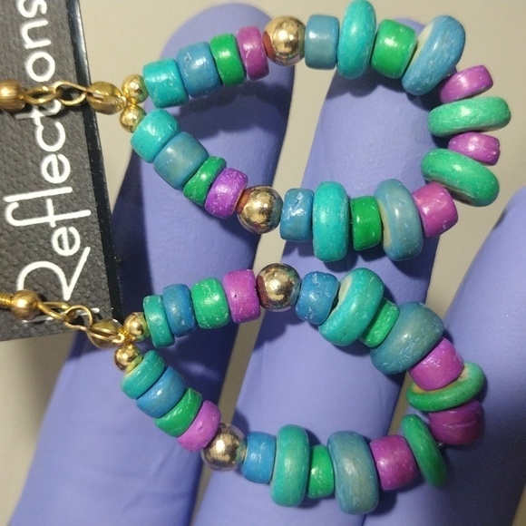 Turquoise & Magenta Beaded Hoop Earrings – Luxe Artisan Color Fashion Jewelry - Picture 6 of 6
